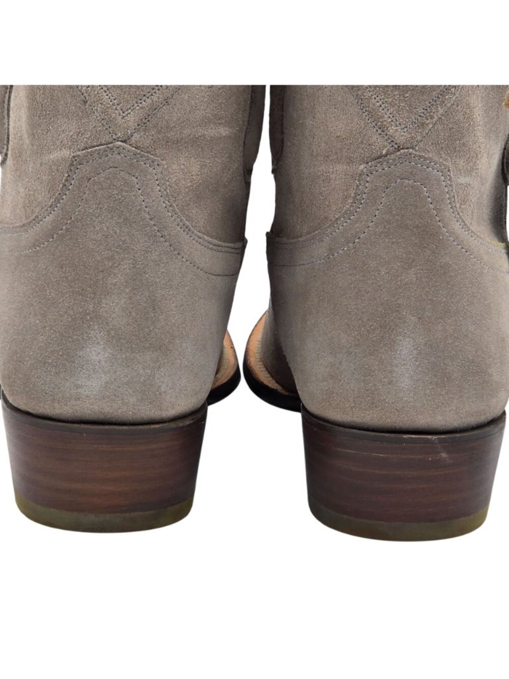 NEW Cuero Womens size 10B Suede Taupe Grey Ankle Cowboy Western Booties Handmade - Picture 13 of 16